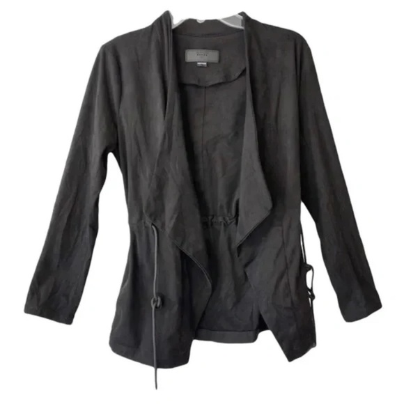 Blank NYC | Black Faux Suede Open Front Drapey Jacket, XS - Picture 1 of 10